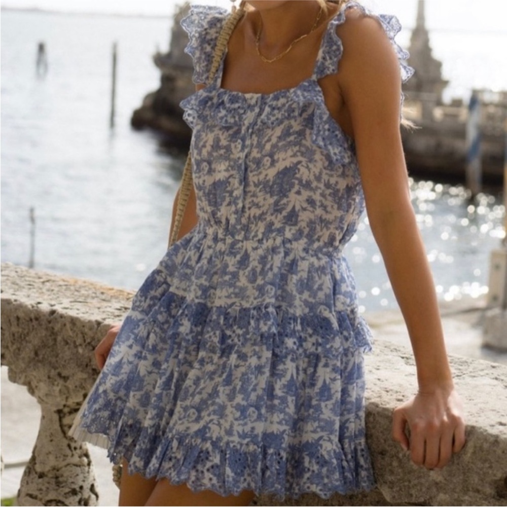 Krewe du q tahiti mini dress in blue toile
